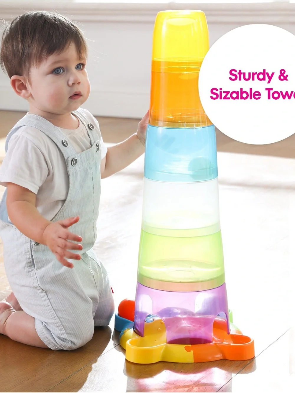 Edushape Toddler Stack and Ball Drop Transparent Ball Tower Like new!